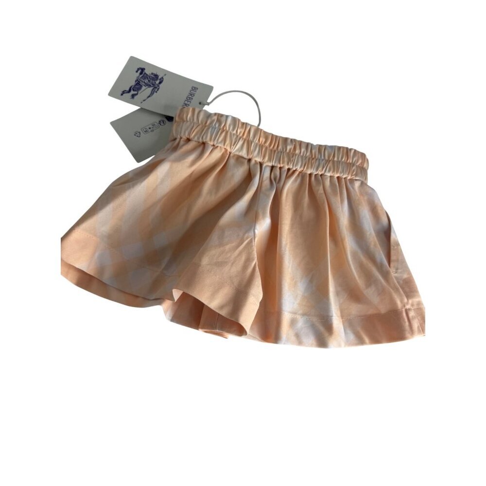 NWT Burberry Marcy  Bias Check Shorts Kids Cotton in Peach 6 Month 6M Baby Girl